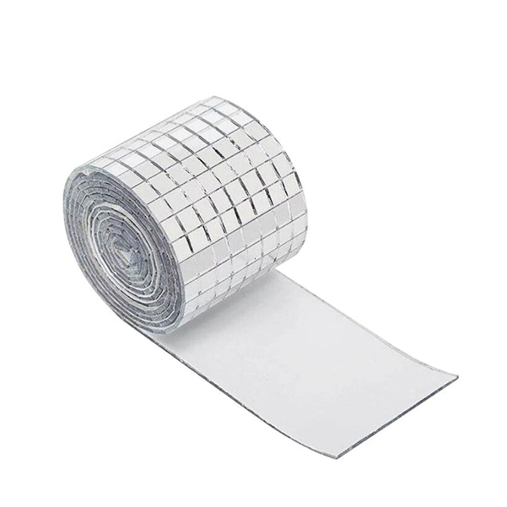 Banda Adeziva din Oglinda pentru Home Design si Decor Obiecte 4x100cm 1600 Oglinzi de sticla 5x5 mm autoadeziv Argintiu