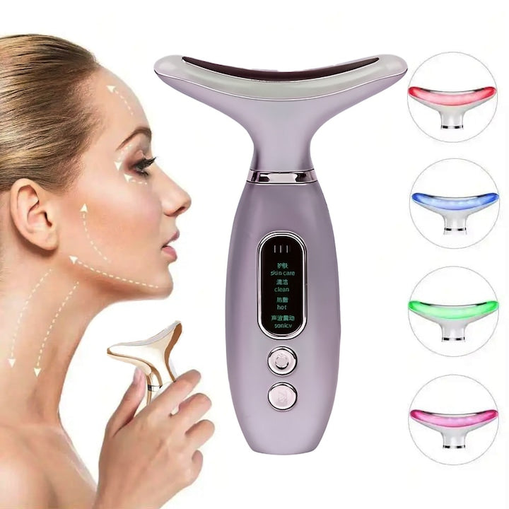 Dispozitiv Masaj Facial pentru Fata Gat Frunte Novastride® Electric cu Vibratii Antirid Anti-Imbatranire Lifting si Tonifiere Electro Stimulare Musculara si Vibratii-Purpuriu