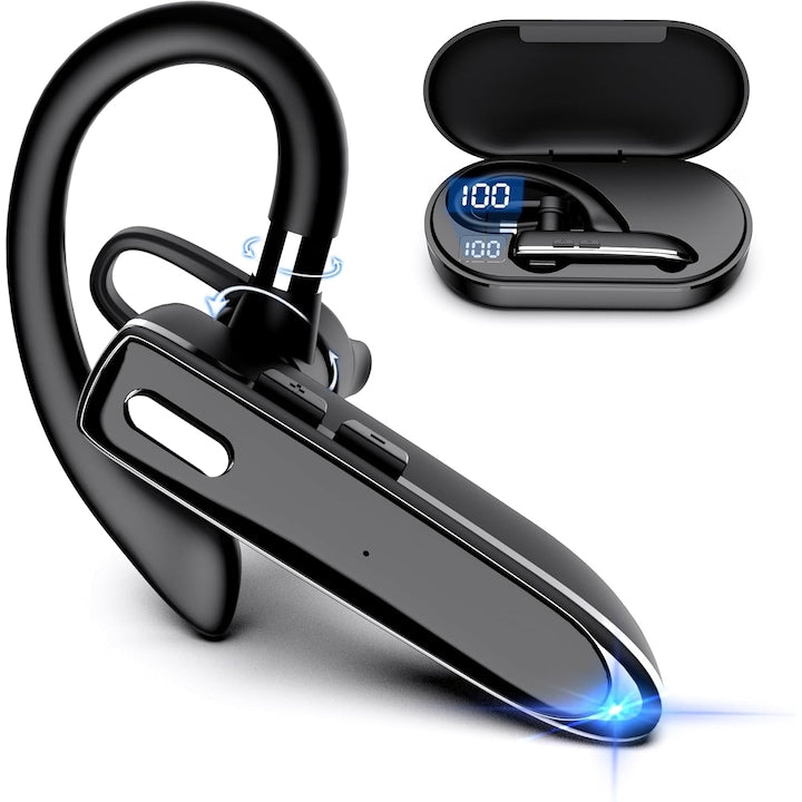 Casti Bluetooth YYK530 Bluetooth 5.2 Autonomie 60 de Ore Handsfree Microfon HD Eliminare Zgomot Control Volum cu cutie de Incarcare Universala Negru
