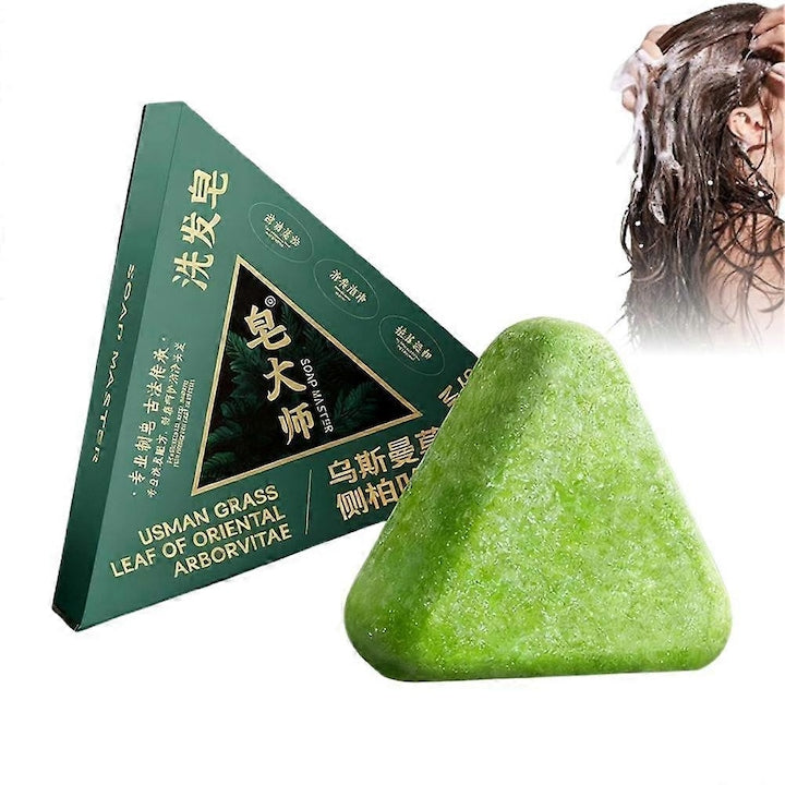 Sampon solid Platycladus orientalis (Thuja) cu extract din frunze si lichen Usnea forma solida ecologica care reduce matreata si regleaza sebumul Verde 120g