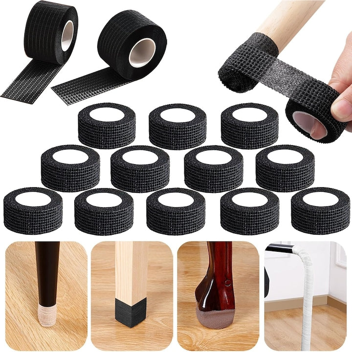 Set 12 protectii pentru picioarele scaunelor Nybgyy autoadezive antiderapante 2.5cmx400cm Negru