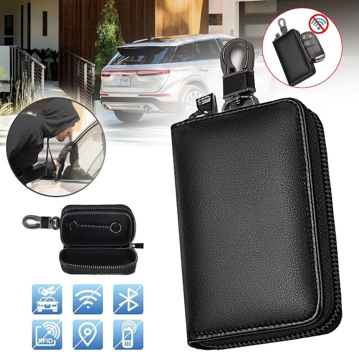 Faraday Pouch for Car Keys, Signal Blocking Key Cases, RFID Blocker, Car Key Signal Blocker Box, Anti-Theft Protection for Keyless Entry, With Hook and Keychain