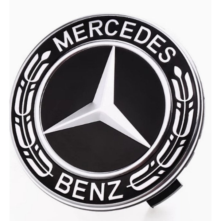 Set of 4 Fantasy Wheel Center Caps for Mercedes-Benz 75mm ABS/Alloy Black/Silver