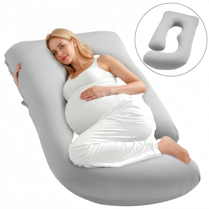 Wacorresi Pregnancy Pillow, Detachable and Washable, Ergonomic Shape, Multifunctional, Support for Back, Legs, Belly, Hips for Pregnant Women, 80x120x180cm, Grey