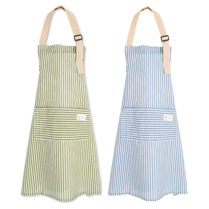 Set 2 sort de bucatarie universal Moale cu buzunare mari Reglabil 70 cm x 65 cm Verde/Albastru