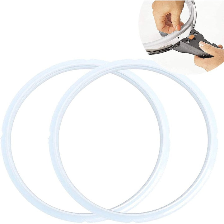 Set 2 garnituri pentru oala sub presiune silicon 22 x 24 cm alb