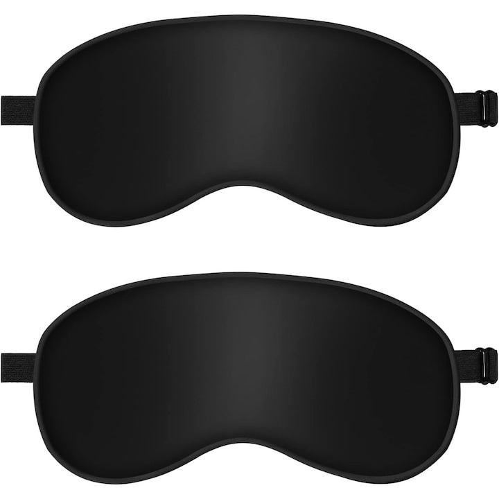 Set 2 Masca de dormit pentru ochi reglabila matase naturala forma ergonomica unisex potrivit pentru calatorii acasa in aer liber Negru