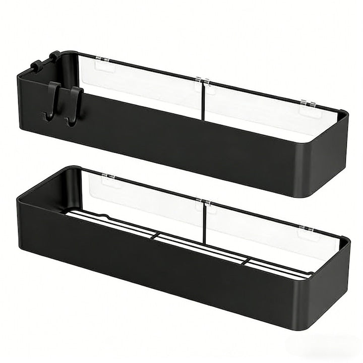 Bathroom and Kitchen Organizing Shelf, 2-Piece Set, No Drilling, Iron, Dimensions 30x5.6x11 cm, Color Black