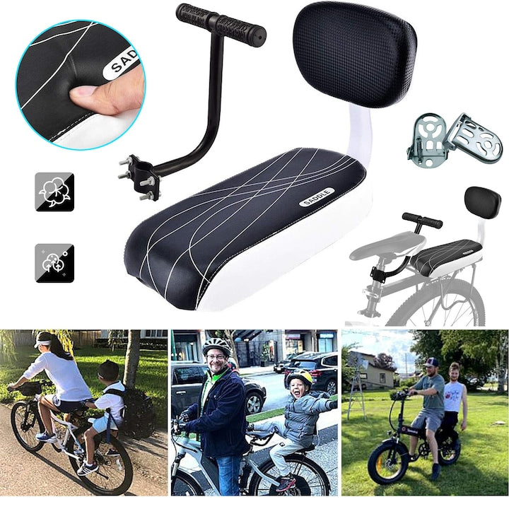 Bicycle Seat Cushion PU Leather Bicycle Seat Handle For Bicycle Seat Child Rear Seat With Backrest And Footrest Can Be Used For Children/Adults