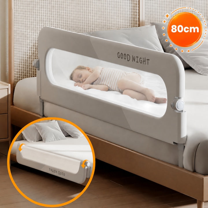 Wacorresi Bed Safety Rail, Safe Guard Bed Side Rail, with adjustable height 66-78cm, foldable, 80x70cm, grey