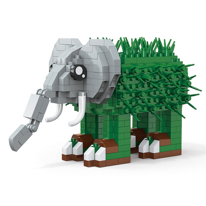 Set de Constructie Mini Elefant cu Cactus Blocuri Creative ~200 Piese 11x6x6.5 cm 14+ Ani