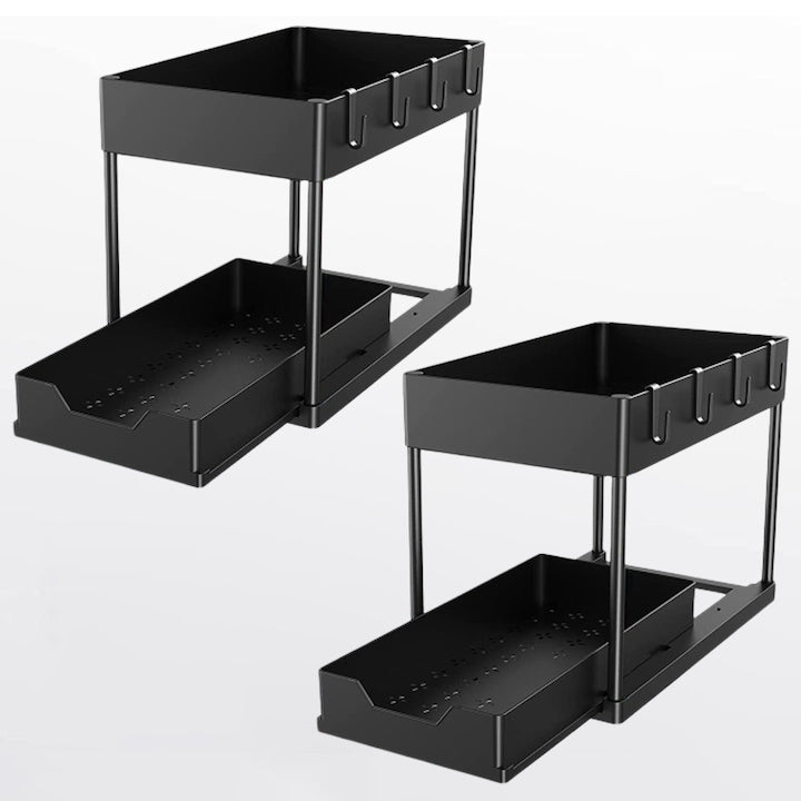 Set 2 organizatoare pentru dulap OVERTANG Metal Negru