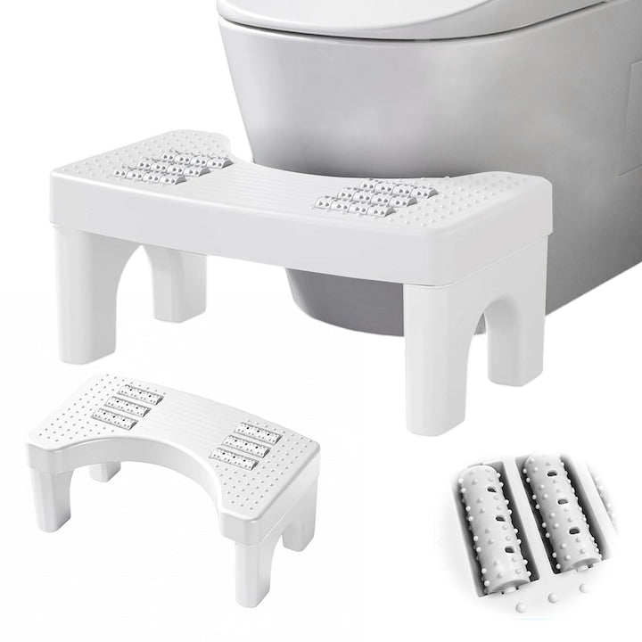Juksun Ergonomic Toilet Seat with 35° Tilt, Detachable Legs, Curved Base for Toilets 35.5-40.5cm, 150kg Capacity, Anti-Slip Pads, For Comfort on the Toilet and When Washing, White