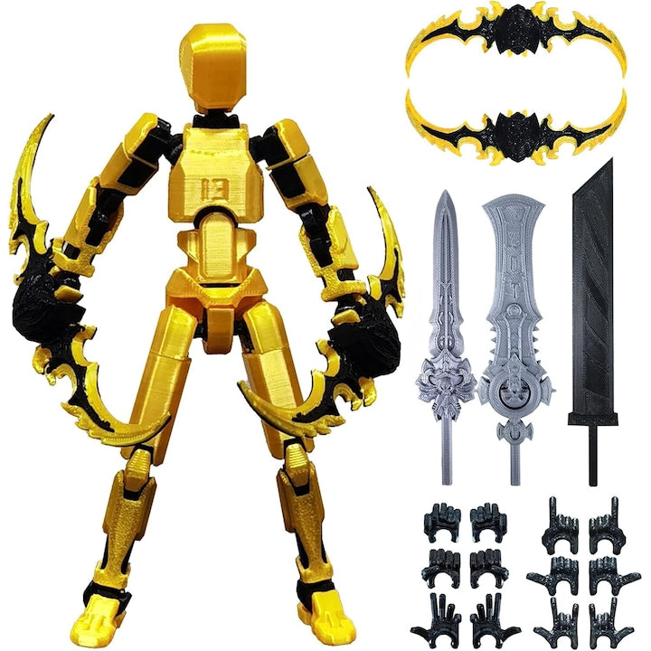 Set Robot figurina cu articulatii 14cm imprimat 3D complet asamblata OUYLAF Negru/aur