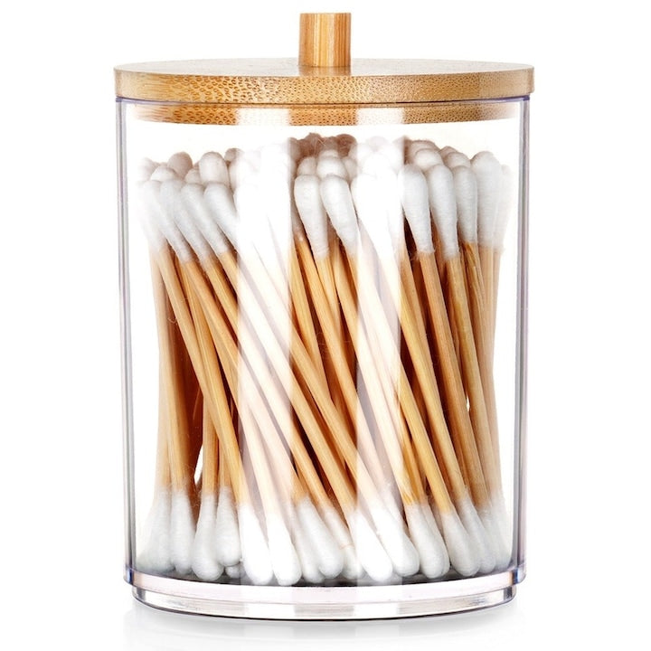 Recipient Vilde Capac Din Bambus Compact Design Modern Diametru De 7 cm Inaltime De 10 cm Transparent