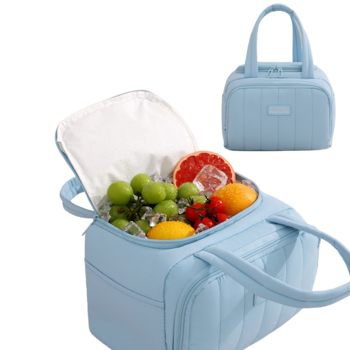 Lunch Bag Fantasy 26x15.5x17cm 7L With carry handle Aluminum foil Compartmentalized Efficient heat preservation Multifunctional Waterproof Foldable For office work school travel blue