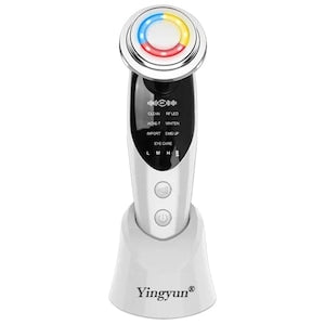 Aparat profesional pentru tratament facial si intinerirea pielii 7 in 1 Micro-curent EMS Galvanic Ions Functie Thermo si Vibratie Masaj facial Lifting Curatarea porilor Indepartarea ridurilor Alb