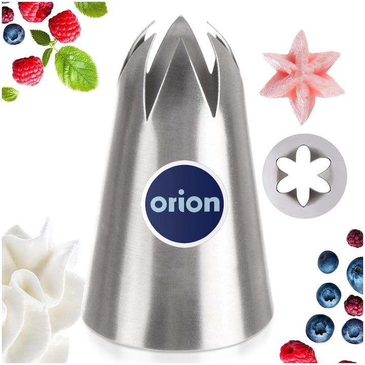 Dui Pentru Ornare Prajituri Si Torturi Orion Forma Stea Clasica 1.5 cm Diametru Superior Si 4.5 cm Inaltime Baza 3 cm Argintiu Otel Inoxidabil De Inalta Calitate Pentru Decorare Creme Si Deserturi Compatibil Masina De Spalat Vase