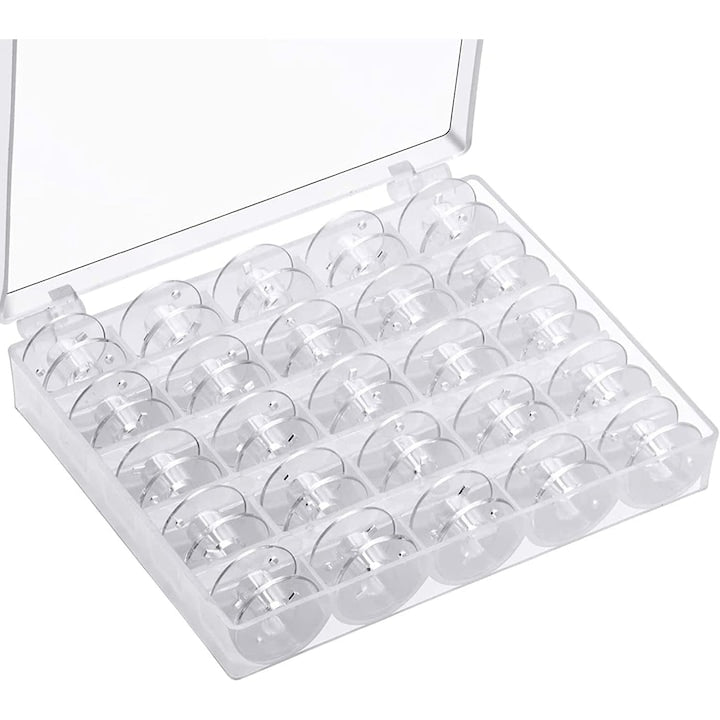 Set 25 Bobine De Broderie din Plastic inaltime 11.5 mm (7/16 toli) pentru masinile de cusut si de brodat cu incalzire portabil Alb
