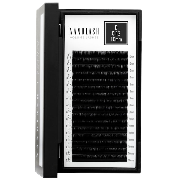 Artificial eyelashes Nanolash for extension using the volume method 0.12 D curl 10 mm length