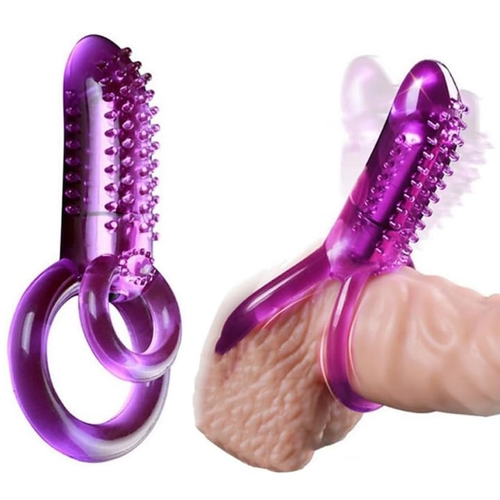 Inel Vibrator pentru Penis din Silicon cu Stimulator Clitoridian Rezistent la Apa Roz