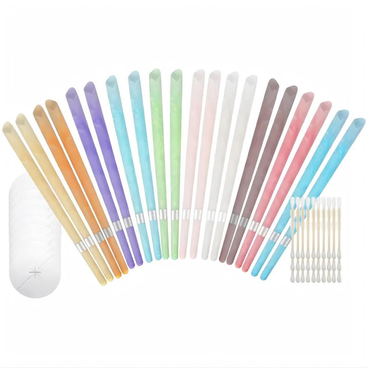 Set 60 Lumanari pentru urechi cu 10 discuri de protectie si 20 de lumanari de curatare Imbunatateste somnul reduce stresul ceara de albine Multicolor