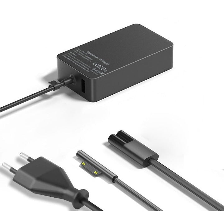Incarcator laptop 2 in 1 pentru Surface Pro4/5/6/7/X Book1/2/3 Laptop1/2/3 protectie supraincarcare protectie la scurtcircuit Negru