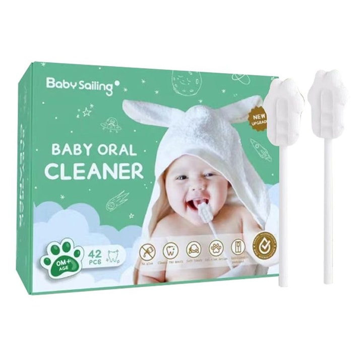 Set igiena dentara pentru bebelusi Nybgyy 42 bucati curatare 360 bumbac alb