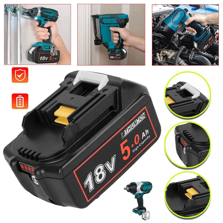 18V 5.0Ah Li-Ion Replacement Batteries with LED Indicator Compatible with Makita 18V BL1850 BL1815B BL1820B BL1830B BL1840B BL1850B BL1860B BL1870B 194205-3 194230-4 LXT400 Power Tools