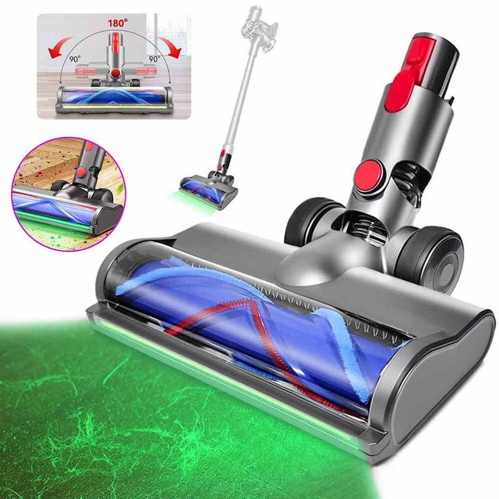Replacement LED Light Brush Head Compatible with Dyson V7/V8/V10/V11/V15 Vacuum Cleaner Replacement Motor Head with Light Deep Cleaning Vacuum Cleaner Parts for Hard Floors and Carpets