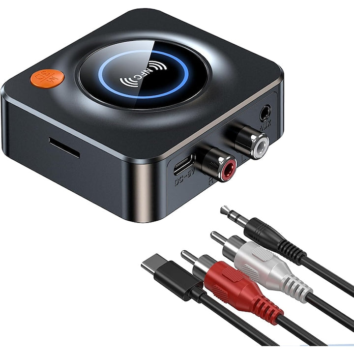 Adaptor Bluetooth Rqiurpn RCA Receptor Bluetooth 5.1 conectivitate multifunctionala sunet clar 3.5mm pentru sistem audio