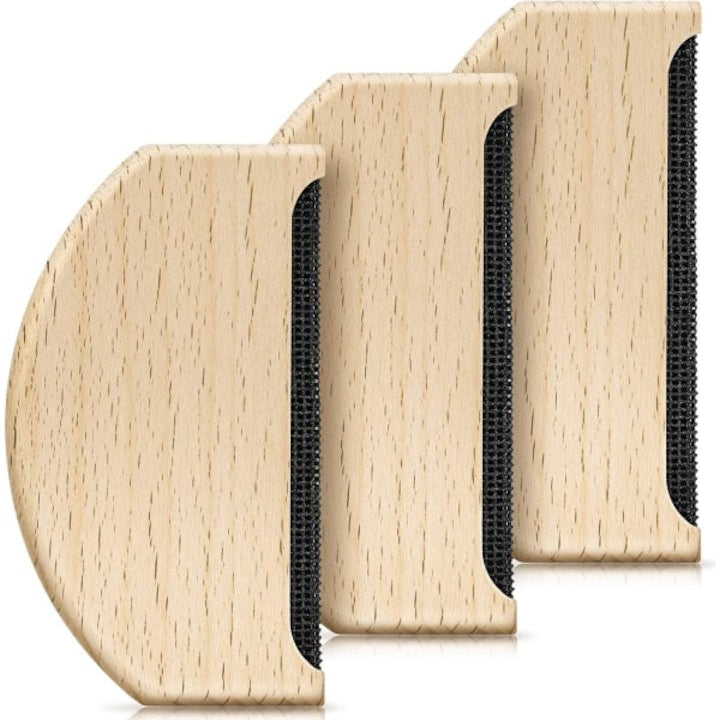 Wool and cashmere brush, set of 3, wooden handle, steel mesh, portable