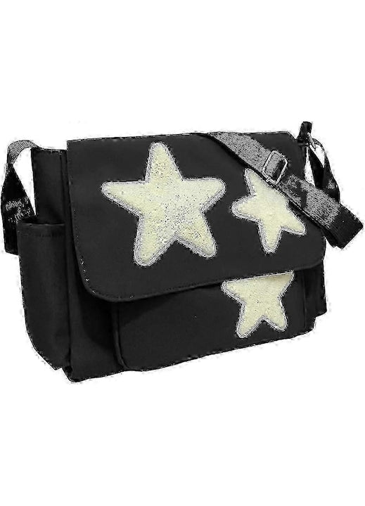 OEM - Geanta dama messenger Y2K stea grunge emo negru