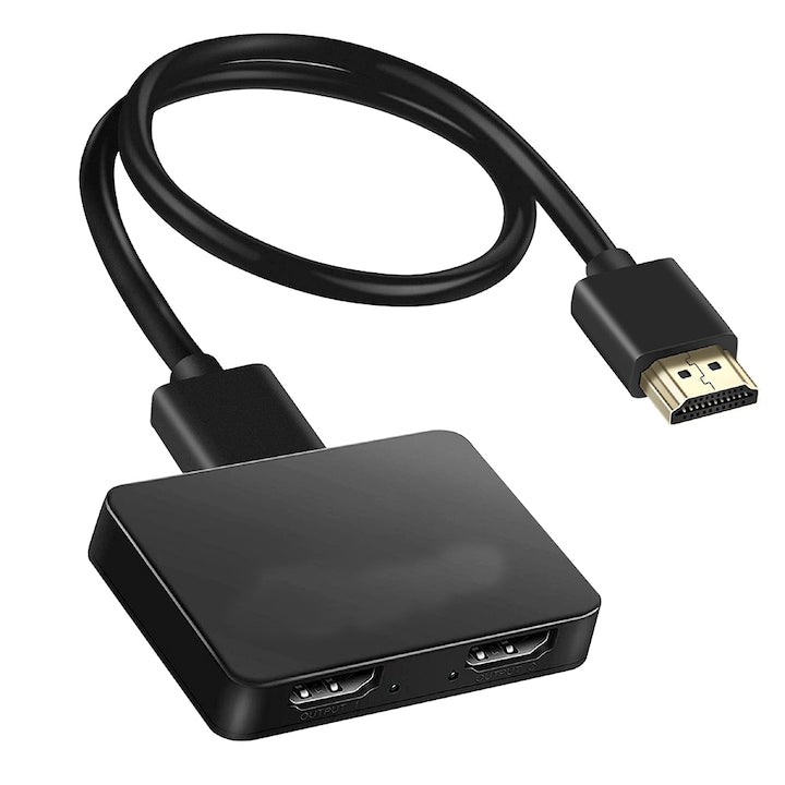 Splitter video HDMI 4K sundiguer ABS 63 x 52 x 12 mm 1 x intrare HDMI 2 x iesire HDMI Rezolutie 3840 x 2160 Compatibil cu mai multe dispozitive Negru
