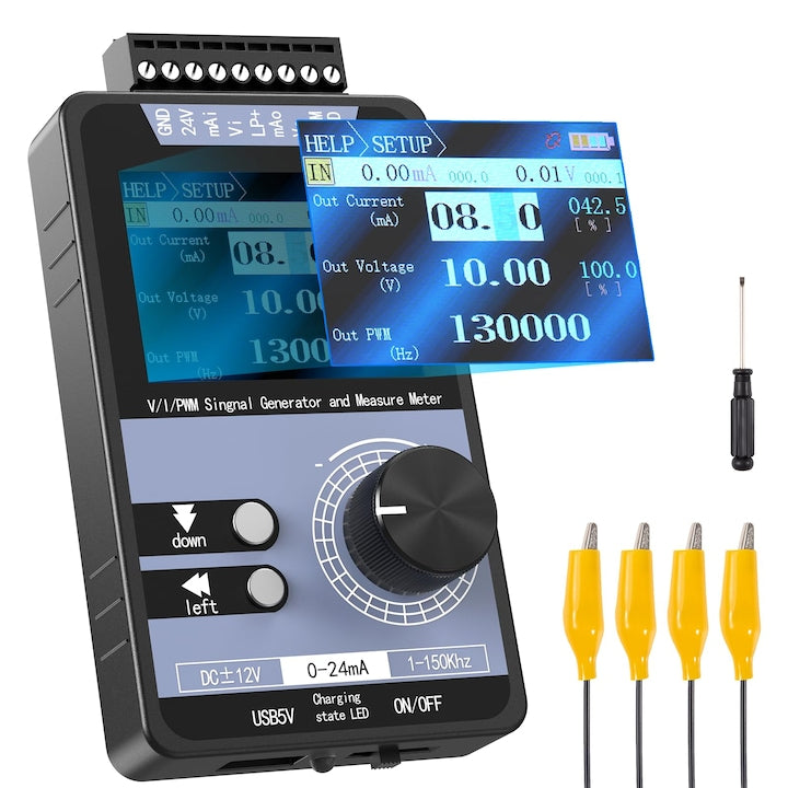 Generator Semnal 4-20mA WALALLA Iesire si Masurare Curent 0-24mA si Tensiune ±12V Iesire PWM Generator Functii Baterie Reincarcabila 1500mAh Calibrare Un Clic pentru Mentenanta si Testare Electronica Portabil