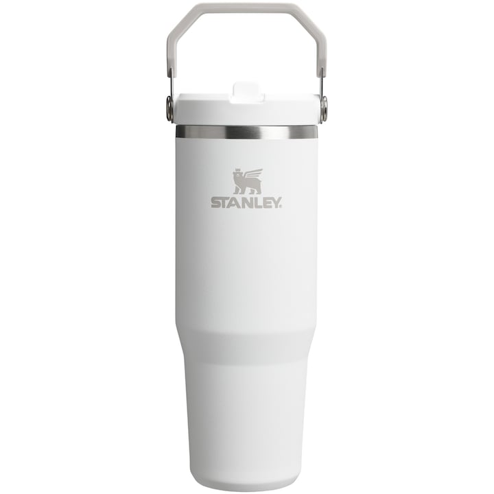 Cana termos cu pai pliabil Stanley The IceFlow Flip Straw 2.0 Tumbler 0.89L 10-12043-069 alb