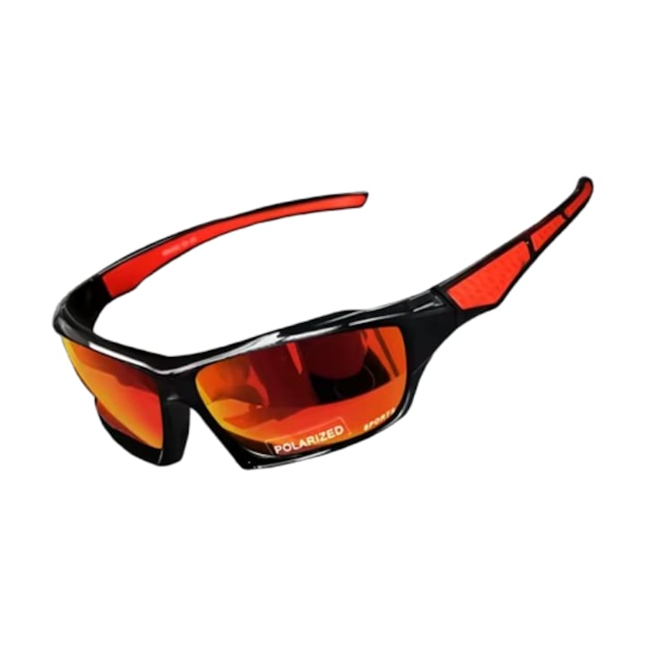 OEM - Polarized Sports Sunglasses, Mirror Lenses, Ultra Clear, for fishing, hiking, hunting, running, cycling, driving or other outdoor activities, Red
