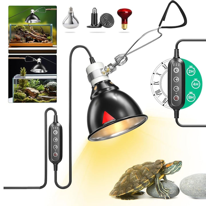 Capac Pentru Lampi Pentru Reptile Suporta Pana La 100W Cu Temporizator Lampa De Incalzire/Corp De Iluminat Tip Cupola De 5 5 Inch Diametru Potrivit Pentru Becuri De Incalzire E27 UVA/UVB