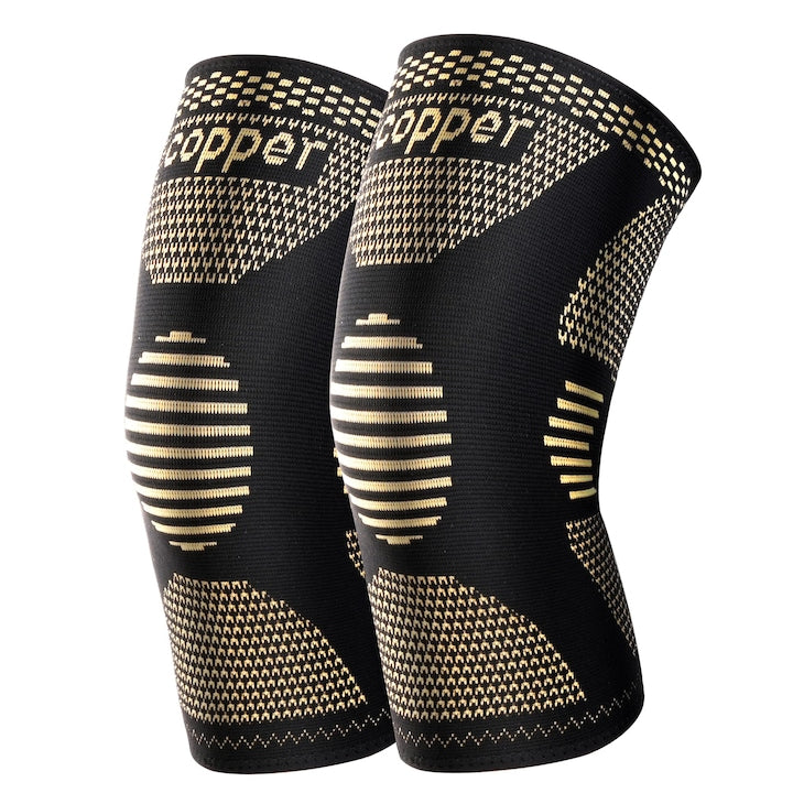 Set din 2 piese cu genunchiere de compresie din sarma de cupru potrivite atat pentru barbati cat si pentru femei pentru fitness alergare baschet fotbal protectie pentru articulatia genunchiului marime XL negru