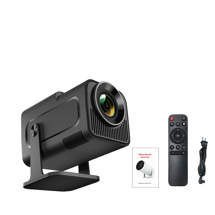 Videoproiector portabil Rqiurpn 380ANSI suport 4K 150" ecran rotire 180° Wi-Fi 6 Bluetooth 5.0 conexiune HDMI USB si Mirroring Android/IOS cu Android 11 Negru