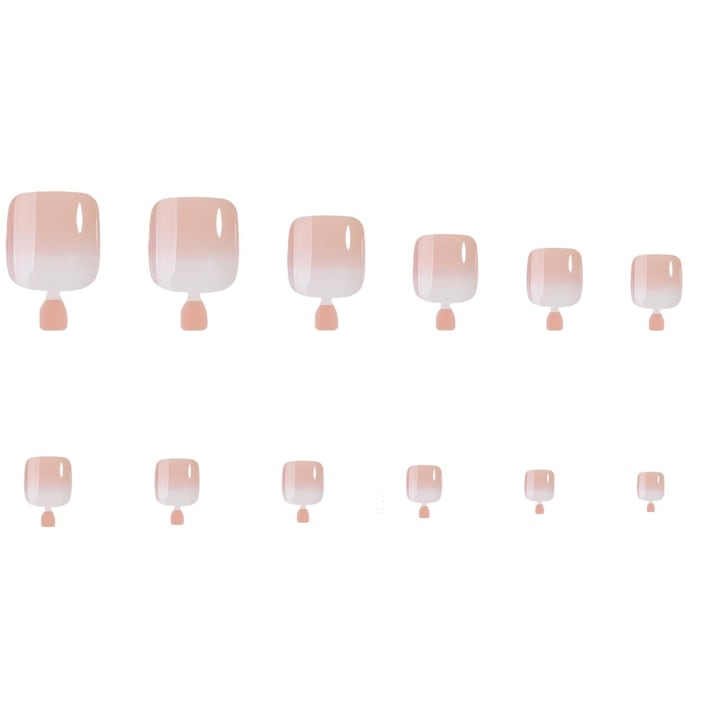 Fantasy False Toenails Set, 120 pieces, ABS, Summer Nail Art, French Manicure, matte finish, Perfect gift for ladies, natural, for dates, nude/white