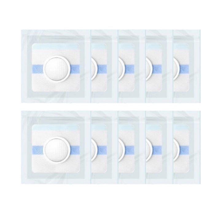 Set 10 plasturi pentru hernie ombilicala infantili non-alergenici autoadezivi recuperare rapida Placi pentru Buricul Pruncului Pansamente pentru Hernie Umbilicala la Nou-nascuti Prietenoase cu Pielea Permeabile la Aer 8x8 cm alb