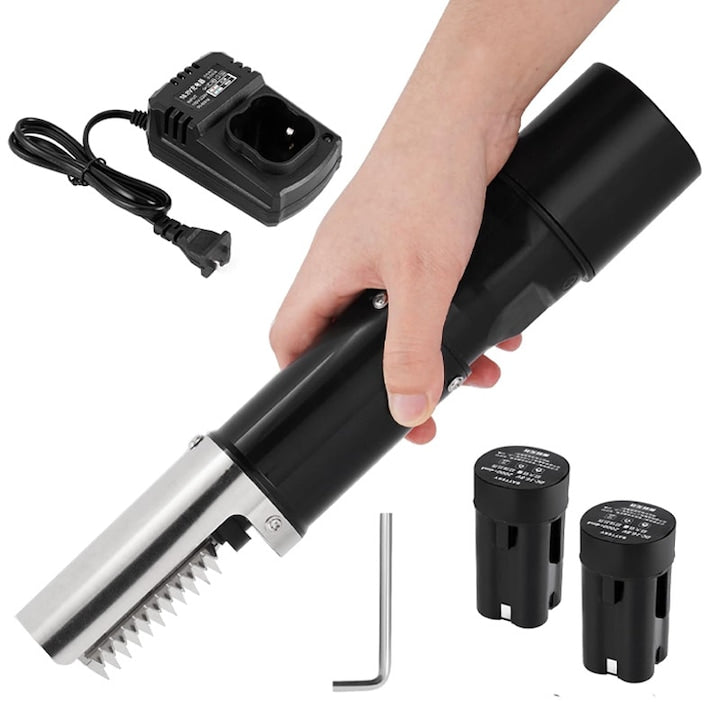 Aparat Electric Profesional de Curatat Eliminat Solzi de Peste Rqiurpn Lame Racleta Otel Inoxidabil 304 Rezistent la Apa IPX8 7000 Rot/Minut 188W Acumulator 2000 mAh Portabil pentru Casa Pescuit Curatator Crap Caras Stiuca Salau Biban Negru