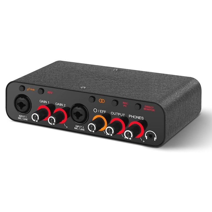Interfata audio USB WALALLA interfata audio PC USB 32 biti/384 kHz cu preamplificator de microfon de 60 dB interfata audio profesionala Dual XLR pentru inregistrare muzicala chitara productie muzicala negru