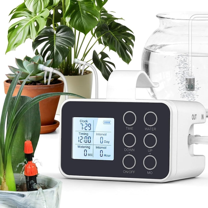 Sistem automat de udare a plantelor Bedee kit de irigare prin picurare DIY cu 30 de picuratoare cu temporizator si alimentare pe baterii universal pentru plante de ghiveci de interior