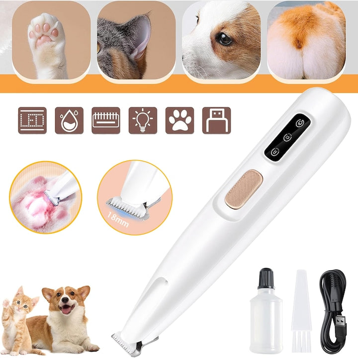 Masina de tuns pentru animale de companie CHOOLY reincarcabila impermeabila alb 3x16cm set complet