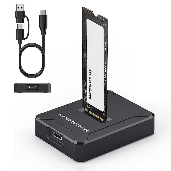 M.2 NVMe & SATA SSD Reader/Writer Adapter Duueyct USB 3.1 10Gbps Plug & Play Lightweight and Portable Compatible with M.2 (M Key, B+M Key) NVMe & SATA NGFF SSD Dock Supports 2280 2260 2242 2230 Black