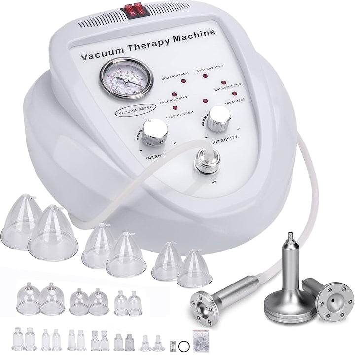 Piduules Professional Vacuum Device for Breast Enlargement and Buttock Lift, with 24 Vacuum Cups, 110W, 220V, White