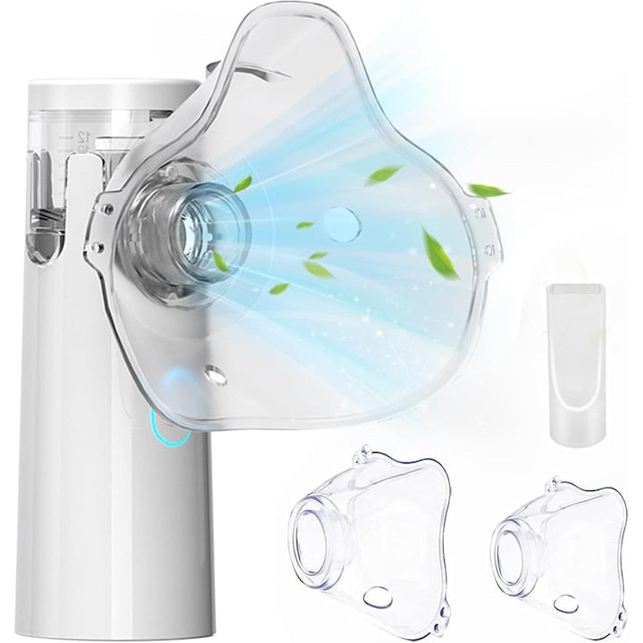 Nebulizator portabil cu ultrasunete tehnologie MESH Particule nebulizate 1-5 μm Potrivit pentru copii si adulti pentru acasa in aer liber Alb