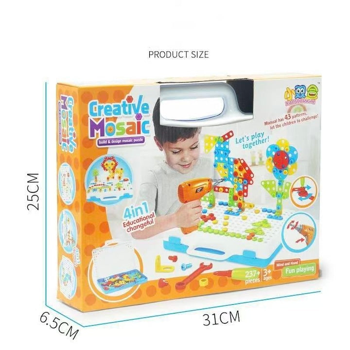 Set jucarie burghiu electric functii inainte-inapoi 2xAA compact